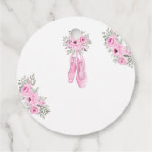Elegant Pink Floral Ballerina Shoes Girls Birthday Bedankjes Labels (Achterkant)