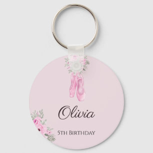 Elegant Pink Floral Ballerina Shoes Girls Birthday Sleutelhanger