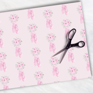 Elegant Pink Floral Ballerina Shoes Girls Birthday Tissuepapier