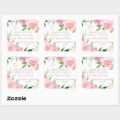 Elegant Pink Floral Bat Mitzvah Party Custom Vierkante Sticker (Vel)