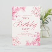 Elegant Pink Floral Birthday Invitation Save The Date (Staand voorkant)