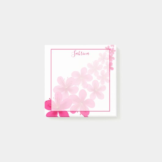 Elegant Pink Floral Blossom Post-it® Notes (Voorkant)
