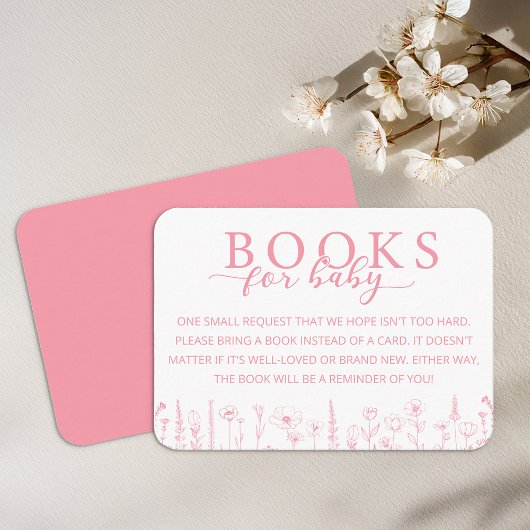 Elegant Pink Floral Books for Baby Card Informatiekaartje