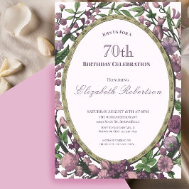 Elegant Pink Floral Border Women's 70th Birthday  Kaart