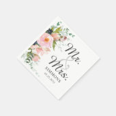 Elegant Pink Floral Bouquet de heer & Mrs Wedding Servet (Hoek)