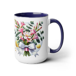Elegant Pink Floral Bouquet Mug Mok
