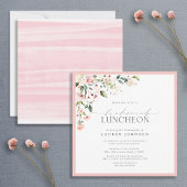 Elegant Pink Floral Bridal Luncheon Kaart