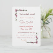 Elegant Pink Floral Bridal Shower Invitation | Min Kaart (Staand voorkant)