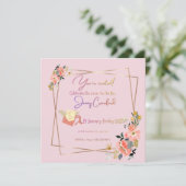 Elegant Pink Floral Bridal Shower Invitation | Mod Kaart (Staand voorkant)
