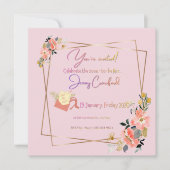 Elegant Pink Floral Bridal Shower Invitation | Mod Kaart (Voorkant)