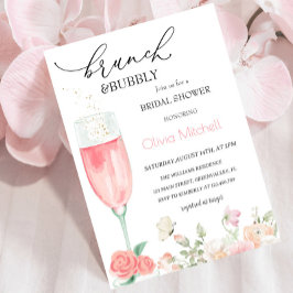 Elegant Pink Floral Brunch en Bubble Vrijgezellenf Kaart