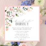 Elegant Pink Floral Brunch en Bubble Vrijgezellenf Kaart<br><div class="desc">Moderne, elegant vierkant Brunch en Bubble bridal douche-uitnodiging met een florale bouquet van zacht, waterverf rozen in tinten van wazige roze, perzik en wit, met groene botanische bladeren in tinten van liefde en eucalyptus, en in roze omgewikkeld. Geef uw vrijgezellenfeest een persoonlijk tintje in zacht-zwart, voorzien van mooie moderne, met...</div>