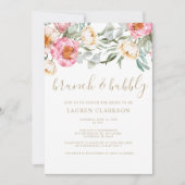 Elegant Pink Floral Brunch Vrijgezellenfeest Kaart (Voorkant)