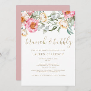 Elegant Pink Floral Brunch Vrijgezellenfeest Kaart