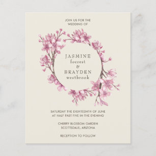 Elegant Pink Floral Budget Weddenschap Uitnodiging