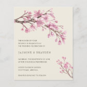 Elegant Pink Floral Budget Weddenschap Uitnodiging Flyer (Voorkant)