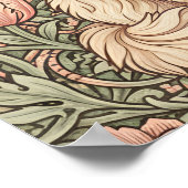 Elegant Pink Floral Cat Poster William Morris Art  (Hoek)