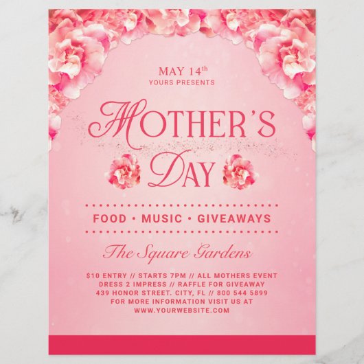 Elegant Pink Floral Celebration Event Flyer (Voorkant)