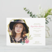 Elegant Pink Floral Celebration of Life Funeral Bedankkaart (Staand voorkant)