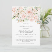 Elegant Pink Floral Celebration of Life Funeral Kaart (Staand voorkant)