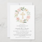 Elegant Pink Floral Celebration of Life Funeral Kaart (Voorkant)