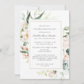 Elegant Pink Floral Celebration of Life Funeral Kaart (Voorkant)