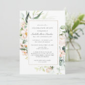 Elegant Pink Floral Celebration of Life Funeral Kaart (Staand voorkant)