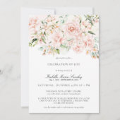 Elegant Pink Floral Celebration of Life Funeral Kaart (Voorkant)