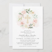 Elegant Pink Floral Celebration of Life Funeral Kaart (Voorkant)