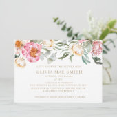 Elegant Pink Floral Champagne Vrijgezellenfeest Kaart (Staand voorkant)