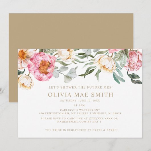 Elegant Pink Floral Champagne Vrijgezellenfeest Kaart (Voorkant / Achterkant)