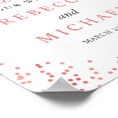 Elegant Pink Floral Confetti Wedding Welkomstteken Poster (Hoek)