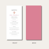 Elegant Pink Floral Cross First Communion Menu