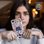 Elegant Pink Floral Custom Name Accent Case-Mate iPhone Case