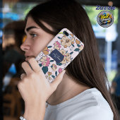 Elegant Pink Floral Custom Name Accent Case-Mate iPhone Case