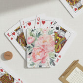 Elegant Pink Floral Custom Name Pokerkaarten
