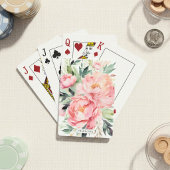 Elegant Pink Floral Custom Name Pokerkaarten
