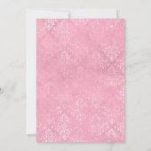ELEGANT  PINK FLORAL DAMASK WEDING KAART (Achterkant)