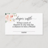 Elegant Pink Floral Diaper Raffle Kaart (Voorkant)