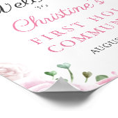 Elegant Pink Floral First Heilige Communauteit Wel Poster (Hoek)