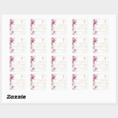 Elegant Pink Floral First Heilige Communie Vierkante Sticker (Vel)