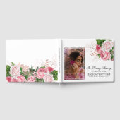 Elegant Pink Floral Foto Memorial Keepslag Gastenboek (Volledig)