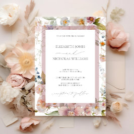 Elegant Pink Floral Foto Weddenschap Kaart