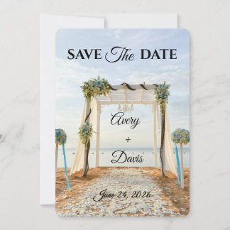 Elegant Pink Floral Fully Editable Save the Date Bedankkaart