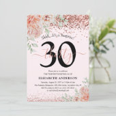 Elegant Pink Floral & Glitter 30e verjaardag Kaart (Staand voorkant)