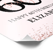 Elegant Pink Floral & Glitter 60e verjaardag Foto Afdruk (Hoek)