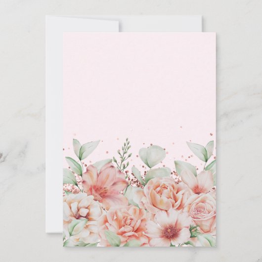 Elegant Pink Floral & Glitter 60e verjaardag Kaart (Achterkant)