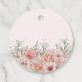 Elegant Pink Floral & Glitter Birthday Party Bedankjes Labels (Achterkant)