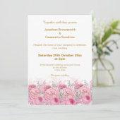 ELEGANT  PINK FLORAL GLITTER WEDING KAART (Staand voorkant)