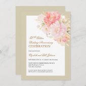 Elegant Pink Floral Gold 50th Wedding Anniversary Kaart (Voorkant / Achterkant)